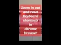 Zoom in out and reset keyboard shortcuts in chrome browser