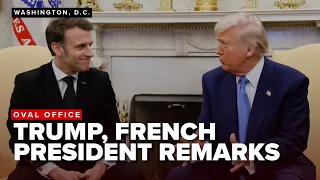 President Trump and French President Emmanuel Macron speak with reporters