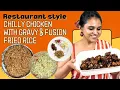 Restaurant style chilly chicken with gravy and fusion fried rice Kitchentales by Neethu