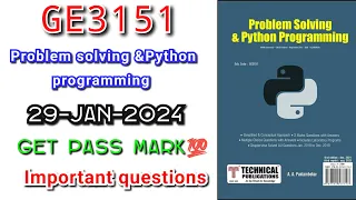 GE3151 problem solving and python programming important questions