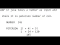 WAP in java to check a number is a peterson number or not