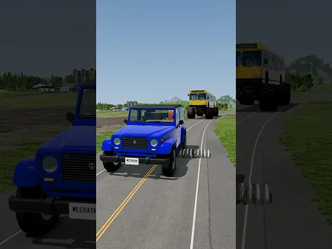Colorful Cars & Monster Bus vs Big Speedbumps - BeamNG.Drive