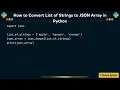 How to Convert List of Strings to JSON Array in Python