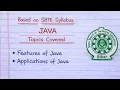 Features Applications of Java in Hindi Complete Explanation for Beginners SBTE