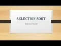 Selection Sort Data structures Malayalam Tutorials