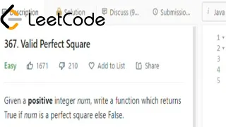 Valid Perfect Square LeetCode 367 C Java Python leetcode 367 java solution Binary Search