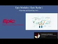 Epic Systems modules Epic Radar