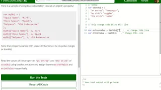 Basic JavaScript Accessing Object Properties with Bracket Notation free code camp Dani