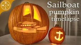 Sailboat pumpkin carving timelapse because Happy Halloween!