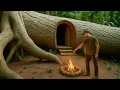 Download Lagu How to Build a Secret Shelter Deep Inside a Fallen Giant Tree | From Start to Finish