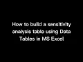 Sensitivity Analysis Using Data Tables In MS Excel