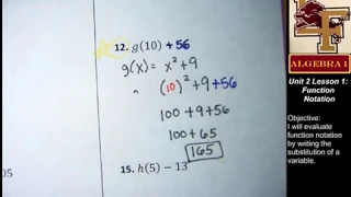 2-1 Function Notation Dailywork