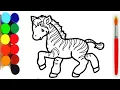 Zebra For kids Zebra colouring step by step Zabra drawing and Coloring Zebra painting