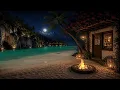 Tranquil Mediterranean Coast at Night Peaceful Waves Crackling Fire Sounds