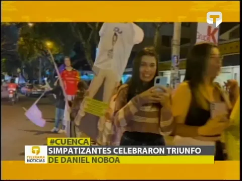 Simpatizantes celebraron triunfo de Daniel Noboa - Cuenca