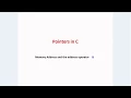 Address operator in C and C Pointers