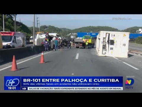 BR-101 entre Palhoça e Curitiba: 90% das vítimas fatais em acidente não utilizavam cinto