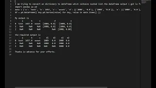 Convert nested list in dictionary to dataframe SOLUTION