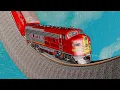Colorful Trains Vs Cringe 360 Loop Impossible Circle Rails Tracks Crossing Deepwater | BeamNG.drive