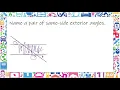 Name a pair of same side exterior angles