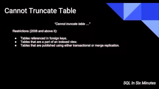 Cannot Truncate Table