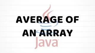 Average Of An Array Java For Beginners