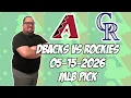 Arizona Diamondbacks vs Colorado Rockies 26 MLB Pick Prediction MLB Betting Tips