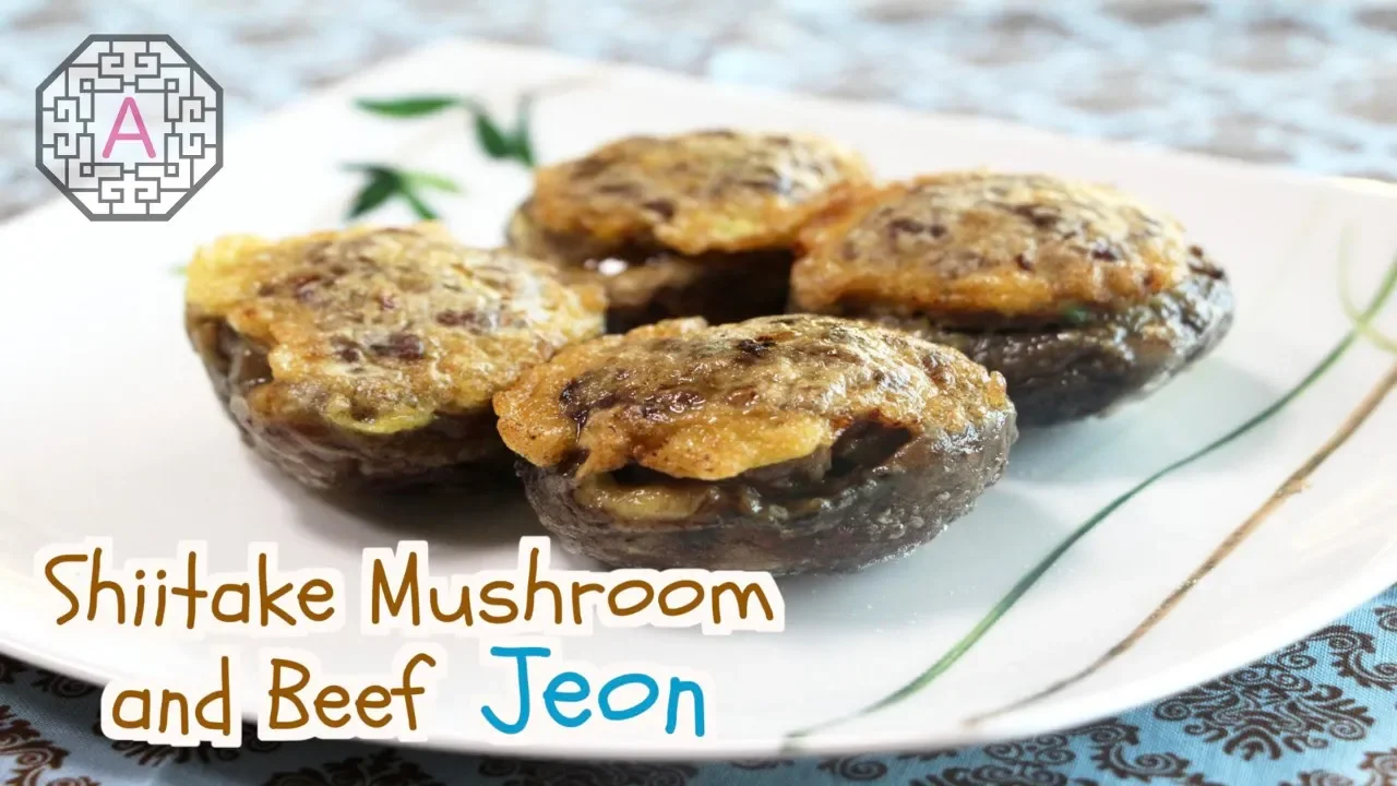 Korean Shiitake Mushrooms and Beef Jeon ( )   Aeri