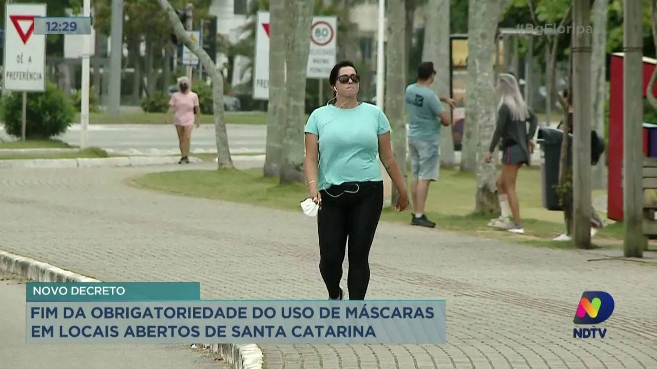 Fim da obrigatoriedade do uso de máscaras em locais abertos de Santa Catarina