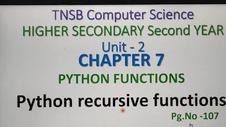 Python Recursive Functions with example Part 9 in tamil Chapter 7 Unit 2 A Jaya Mabel
