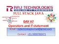 Full Stack Java Day 7 Operators if statement Scanner Class Raj Technologies