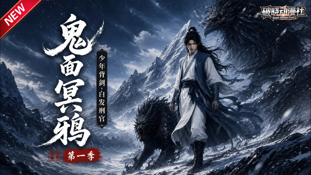 鬼面冥鸦少年背剑,白发刑官
