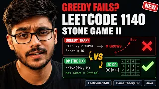 Leetcode 1140 Stone Game II Explained in Seconds Recursive 4 Fix Step DP Visually Explaination