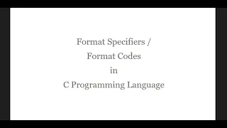 Format Specifiers in C Programming Language Format Codes in C Programming - d c f lf s u x