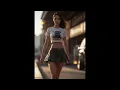 Lagu Lookbook 4K. Model in a mini skirt and mini T-shirt. #aiart #aibeauty