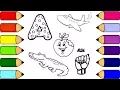 The Letter A Coloring Pages for Kids Learn Colors and Letters for Kids