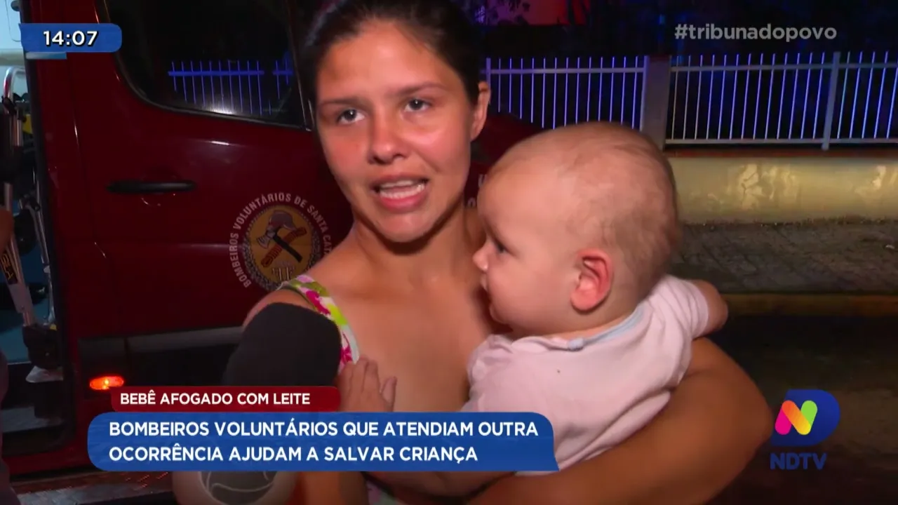 Bebê afogado com leite: bombeiros voluntários que atendiam outra ocorrência ajudam a salvar criança