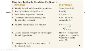 Hypothesis testing for correlation coefficient r