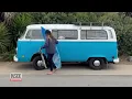 Blue Volkswagen Van Remains Intact During LA Wildfires
