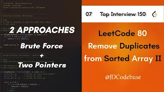 LeetCode 80 - Remove Duplicates from Sorted Array II LeetCode Top Interview 150 JS JDCodebase