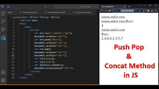 JavaScript Arrays Push Pop and Concat method JavaScript Tutorial in Hindi part 40