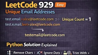 Leetcode problem 929 Unique Email Addresses python detailed explanation