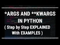 Hindi args and kwargs in python explained Python Tutorials in Hindi