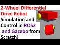 2-Wheel Differential Drive Robot - Simulation and Control in ROS2 and Gazebo From Scratch