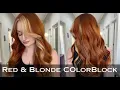 Red and Blonde Highlights Color Blocking Hair Techniques