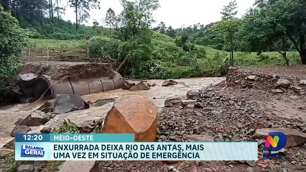 Enxurrada deixa município de Rio das Antas, mais uma vez, em situação de emergência