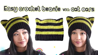 Easy Crochet Beanie With Cat Ears