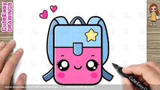 How to Draw a Cute Backpack | Easy Kawaii School Bag Drawing for Kids and Toddlers!