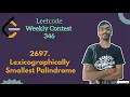 Lexicographically Smallest Palindrome leetcode Weekly 346 Leetcode Easy