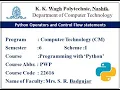 Python Operators and Control Flow statements - Part 2